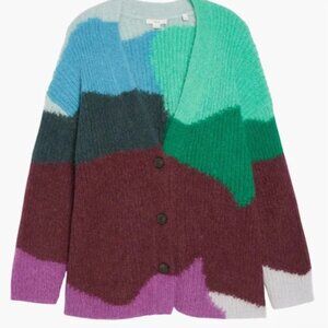 Vince Intarsia Wave Mohair Blend Cardigan Size M/L